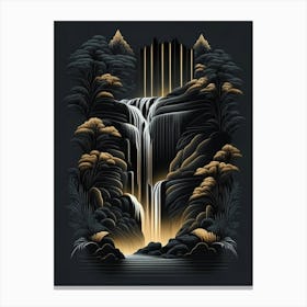 Waterfall Water Nature Springs Rain Drawing Painting Canvas Print