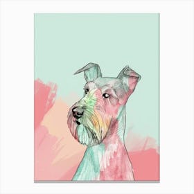 Pastel Kerry Blue Terrier Dog Pastel Line Illustration  1 Canvas Print