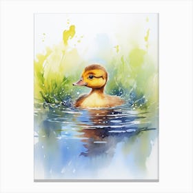 Duckling Splashing Around 4 Canvas Print