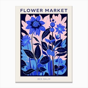 Blue Flower Market Poster Bee Balm 3 Canvas Print
