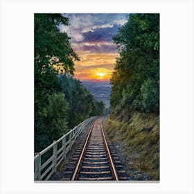 Train Tracks At Sunset Canvas Print