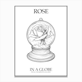 Rose In A Globe Line Drawing 4 Poster Canvas Print