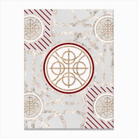 Geometric Abstract Glyph in Festive Gold Silver and Red n.0062 Canvas Print