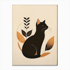 black cat mininalist portrait 22 Canvas Print