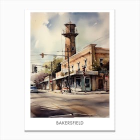 Bakersfield Watercolor 1 Travel Poster Canvas Print