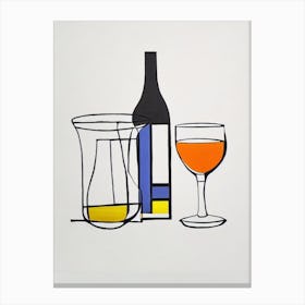 Grasshopper Picasso Line Drawing Cocktail Poster Canvas Print