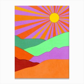 Retro Colorful Sunset Canvas Print