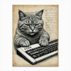 Cat On Keyboard 1 Canvas Print