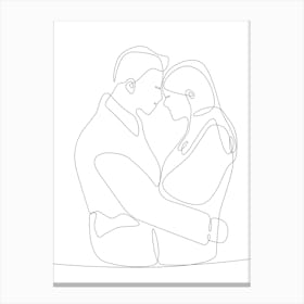 Continuous Line Drawing Of A Couple Hugging Lienzo