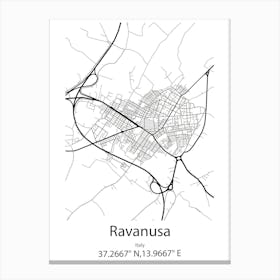 Ravanusa,Italy Minimalist Map Canvas Print