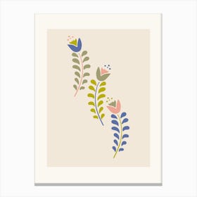Scandinavian Folk Flowers Canvas Print