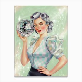 Pinup Girl With Disco Ball 1 Canvas Print