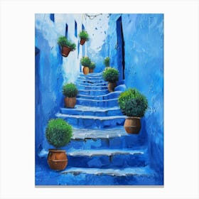 Blue Steps In Chefchaouen Canvas Print