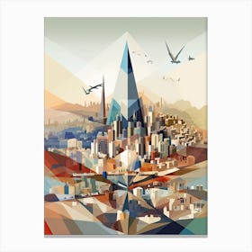 Madrid, Spain, Geometric Illustration 4 Canvas Print