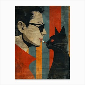 Man And A Cat Canvas Print