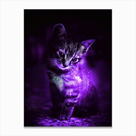 Purple Cat And Butterfly Canvas Print