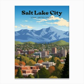 Salt Lake City Utah USA Cityscape Travel Art Canvas Print