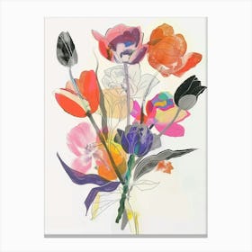Tulip 1 Collage Flower Bouquet Canvas Print
