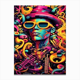 Jazz Musical Abstract - Psychedelic Man Canvas Print