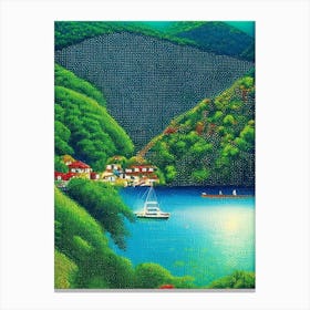 Grenada Pointillism Style Tropical Destination Canvas Print