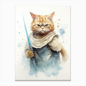 Persian Cat As A Jedi 3 Canvas Print
