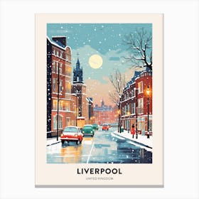 Winter Night  Travel Poster Liverpool United Kingdom 1 Canvas Print