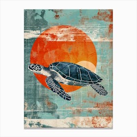 Sea Turtle Collage In The Sunset 4 Canvas Print