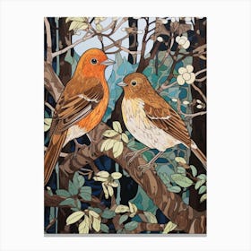 Art Nouveau Birds Poster Hermit Thrush 4 Canvas Print