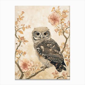 Brown Fish Owl Japanese Painting 2 Canvas Print