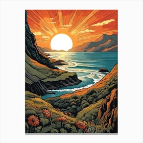 Te Araroa New Zealand 2 Vintage Travel Illustration Canvas Print