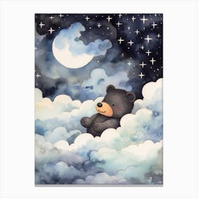 Baby Black Bear 1 Sleeping In The Clouds Canvas Print