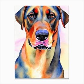 Doberman Pinscher 2 Watercolour dog Canvas Print