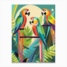Firefly Simple Abstract Geometric Parrots In A Jungley Canvas Print