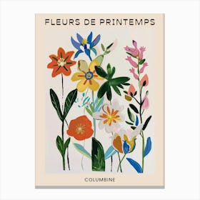 Spring Floral French Poster  Columbine 2 Canvas Print