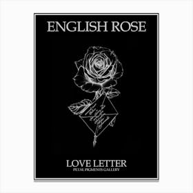 English Rose Love Letter Line Drawing 3 Poster Inverted Canvas Print