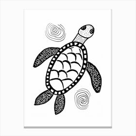 Geometric Sea Turtle Black And White  Canvas Print