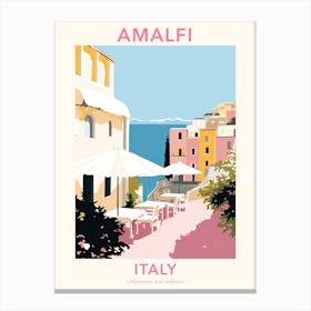 Amalfi, Italy, Flat Pastels Tones Illustration 2 Poster Canvas Print