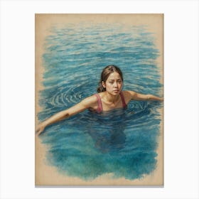 Girl In The Water Canvas Print