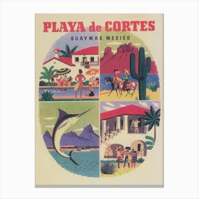 Playa De Cortes Mexico Vintage Travel Poster Canvas Print