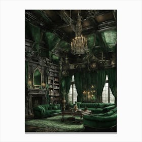 Eerie Green Living Room Canvas Print