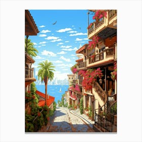Antalya Old Town Pixel Art 4 Canvas Print