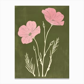 Pink & Green Forget Me Not 2 Canvas Print