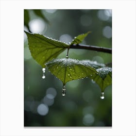 Raindrops On Leaves Canvas Print