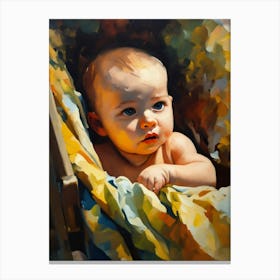 Baby In A Basket Canvas Print