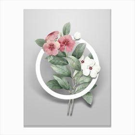 Vintage Periwinkle Minimalist Botanical Geometric Circle on Soft Gray n.0396 Canvas Print