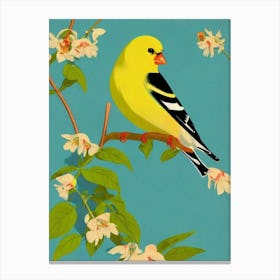 American Goldfinch Midcentury Illustration Bird Canvas Print