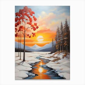 Sunset In The Snow 4 Canvas Print