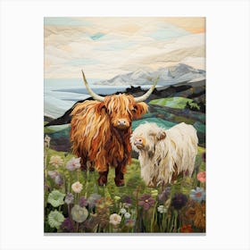 Patchwork Highland Cattle Canvas Print