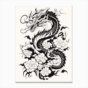 Chinese New Year Dragon Black And White Ink 2 Canvas Print