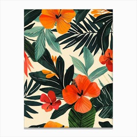 Botanical Tropical Leaves Groovy 19 Canvas Print